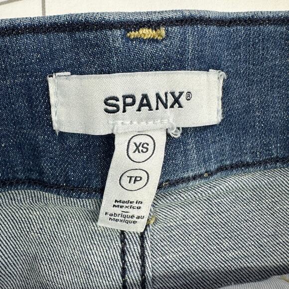 Spanx Shorts Womens XS Blue Vintage Indigo Jean Shaping Denim High Rise Stretch - Picture 4 of 12